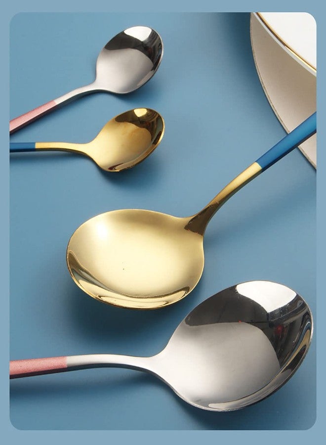 Trifecta Gold Flatware Royal 8 Pieces Matte Handle 18/10 Stainless Steel Tableware Sets for 4 Including Forks Spoons Knives, Camping Silverware Travel Utensils Set Cutlery(Blue, Set of 8) - Image 4